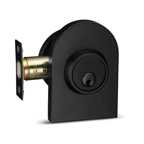 Heavy Duty Black Front Door Handle Set With Round Lever And Single Cylinder Deadbolt, Iron Black Finish, Built To Last, Modern Sleek Exterior Lock Set For Residential And Commercial Use, 9.5 Inch Center To Center