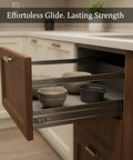 Open cabinet with Stainless Steel Drawer Slides Pair With Black Finish, showing smooth glide and sturdy metal rails