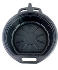 Top view of Portable Oil Drain Pan With Anti Splash Lip For Clean Oil Changes, Large Opening And Easy Pour, Sturdy Molded Handle