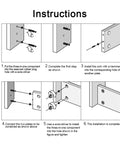 Instructions for Heavy Duty 3 In 1 Cam Screw Furniture Connectors assembly showing steps for secure wood panel joining.