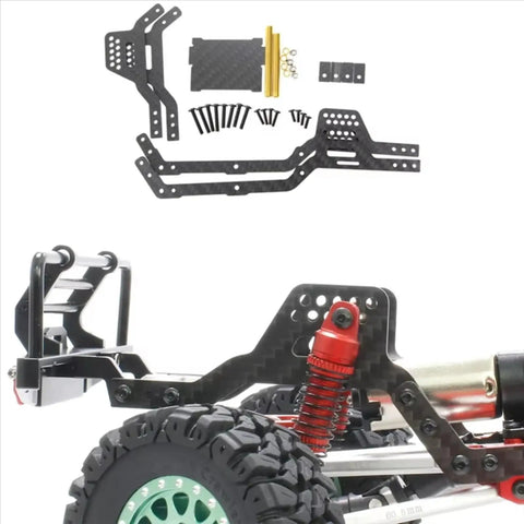 Dope RC Car Chassis Frame for TRX4M 1 18 Scale with LCG Carbon Fiber Build, components and assembled view
