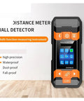 Handheld Wall Scanner And Deep Scan Metal Stud Finder With Automatic Calibration To Catch Live Power Lines Water Pipes And Wood Studs In Drywall Without Breaking A Sweat For Any Contractor on a wooden floor, showing screen and buttons.