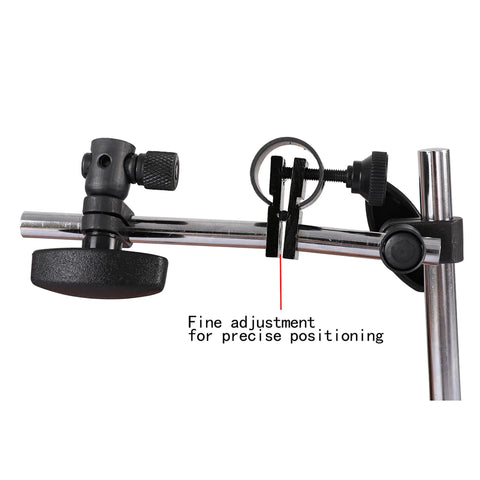 Dial indicator holder with magnetic base and fine adjustable long arm (side view)