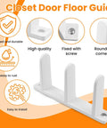 Four Pack White Sliding Closet Door Floor Guides Universal ABS Bottom Hardware For One And Three Eighths Inch Thick Cabinet Doors Track Bracket Replacement Parts With Screws For Easy Installation And Durable Performance; features high-quality ABS plastic and rounded corners.