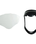 Bionic Face Shield With Clear Polycarbonate Visor And Full Shield Design For Chin And Top Head Coverage separated components view
