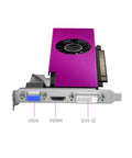 Silently Smooth Fanless Graphics Card For Rx550 With 4GB GDDR5 showcasing connectors: VGA, HDMI, DVI-D, compact PCIe design.