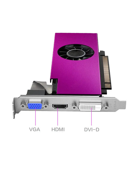 Silently Smooth Fanless Graphics Card For Rx550 With 4GB GDDR5 showcasing connectors: VGA, HDMI, DVI-D, compact PCIe design.