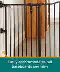 Extra Wide Windsor Arch Walk-Through Pet Gate 38.3 To 72 Inches Wide, 30 Inches Tall, Matte Bronze gate installed on wall