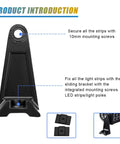Close-up of Beefy Adjustable Side Mounting Brackets Kit For LED Light Bars And Pods, instructions and mounting features shown.