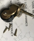 Antique Style Brass Caster Wheels Set, 25mm Beefy Heavy Duty Swivel Casters With Screws, 360 Degree Rotation displayed on surface