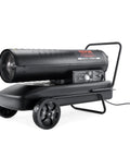 Kerosene Forced Air Heater 175000 BTU Portable Space Heater With Thermostat, 13.2 Gallon Tank on wheels, side view