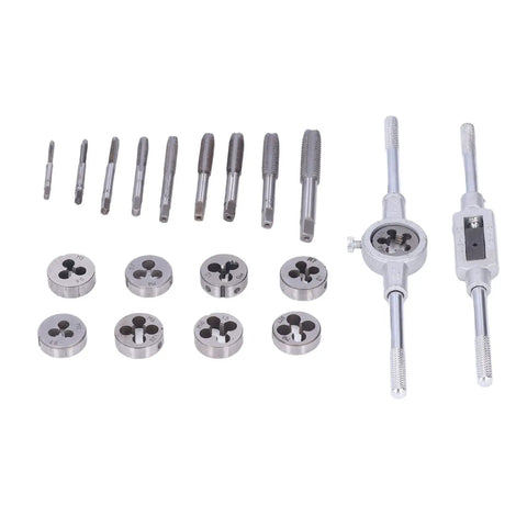 Tap Die Set With Tool Steel Threading Kit For DIY Car Repair And Model Processing Built Tough Cast Iron And Aluminum Tapping Power Tools For Mechanical Transmission And Thread Cutting Projects, 20-piece set