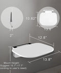 Fold Down Wall Mounted Shower Chair With 400 Lb Capacity Space Saving Foldable Shower Seat Bench dimensions diagram
