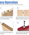 Step-by-step guide using Premium Aluminum Pocket Hole Jig For Woodworking, 2 In One Doweling Locator With Scriber, Drill Guide.