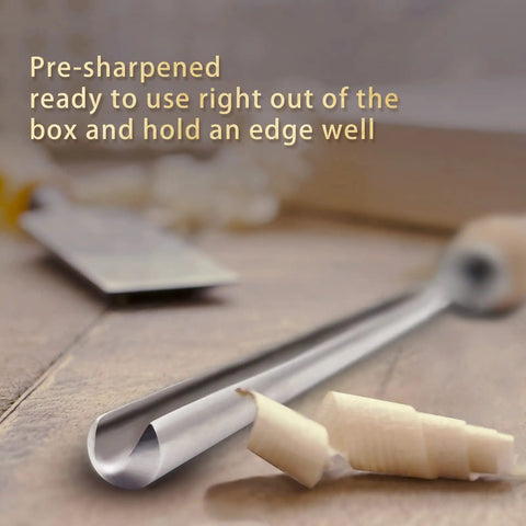 Premium 5/8 Inch Bowl Gouge For Wood Lathe with pre-sharpened edge, M2 cryogenic steel, and beech handle for easy use.