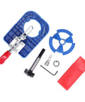 Premium Plus Hinge Opening Locator Tool For 35mm Woodworking Projects With Adjustable Limit Guide and Rock Solid Plastic Aluminum Alloy Build, showing parts.