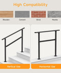 Built Solid As A Rock Wrought Iron Handrail For Outdoor Steps showing vertical and horizontal uses on stairs.