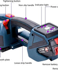 Slick Rechargeable Handheld Strapping Tool For Automatic Heat Sealing Pp Pet Banding Machine No Clip Packing Sealer with buttons and display.