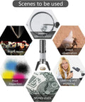 4K WiFi USB Digital Handheld Microscope With Metal Stand 50 to 1000x Magnification Portable USB Scope for Kids and Students Explore Coins Circuits Jewelry Skin Insects and More Ideal for Learning and DIY Projects. Product image showing microscope use for jewelry, board repair, insects, print inspection, and money check.