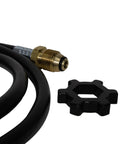 Five Foot Propane Hose Assembly For Disposable Cylinders To 20 Pound Tank, 9000 BTU, brass fitting, black swivel detail