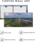 Aerial Dutch River Landscape Dope Wall Art Canvas Print With Wind Turbines Modern Gallery for Living Room Bedroom or Office