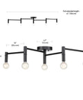 Tempo Foldable Track Lighting Bar with 4 Pivoting Joints in Matte Black Finish, 5 Light Adjustable Track Light, extended view.