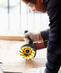 Worker using 4 Inch Turbo Diamond Grinding Cup Wheel With 12 Segments For Concrete Tile Marble And Rock with angle grinder