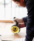 Man using 4 Inch Diamond Cup Grinding Wheel Turbo Concrete, 12 Segs, Heavy Duty Angle Grinder Wheels Set for concrete work