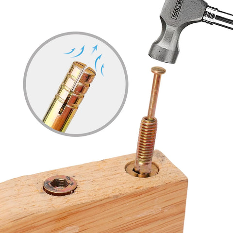 Anchor Set With Hammer Drive Pin Expansion Anchors For Concrete And Cement, Medium Size 6.5x0.6 Cm, showing hammer use