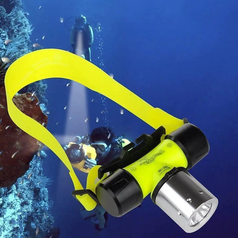 Underwater Diving Flashlight Headlamp Beast 1800 Lumens IPX8 Waterproof Scuba Light with divers exploring reef