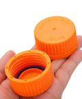 GL45 Screw Caps Set For Glass Media Bottles, 45mm, 10 Pack, Polypropylene Cover Seal Thread Caps With Orange Cap, Fits GL45 Bottles, Autoclavable Up To 140 C.