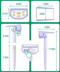 Dimensions and features of Ultra Dope Solar Outdoor Spotlight Set, 700 Lumen IP68 Waterproof Yard Lights With 3 Modes.