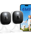 4MP Indoor Outdoor Home Security Camera System, 2 Pack, 2.4G And 5G WiFi, Easy Plug And Play Setup, shown with smartphone app