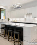 Dope LED Chandelier Pendant With Remote, Dimmable 3000K-6000K Spiral Acrylic Light hanging over kitchen island