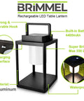 Rechargeable Outdoor Table Lantern With USB Port No Wires Needed, 350 Lumen Cordless Lamp, IP44 Waterproof, aluminum