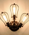 Vintage Industrial Ceiling Light with Metal Wire Cage Shade, 3 Light Chandelier in Rust Color, ideal for dining room kitchen hallway