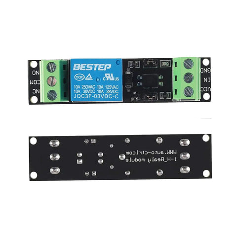 Six Pack 1 Channel Relay Module With 3V/3.3V High Level Trigger, Optocoupler Isolated Drive, DC Control Board, top and bottom view