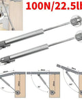 2 Piece Soft Close Cabinet Hinges With 100N Gas Strut Lid Support Smooth Hydraulic Spring Lift For Toy Boxes And Kitchen Cupboards, details showing installation and dimensions.