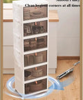 Clear Foldable Door Storage Organizer With Snap On Lids Stackable Polypropylene Hanging Bins showing smooth pulley design for easy access.