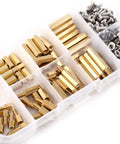 Brass M3 Standoffs And Fasteners Kit: 200 Pcs Of Threaded Spacers, Screws, Nuts For Electronics, 3D Printing, And DIY Projects, Damp-Proof And Tarnish-Resistant Finish For Secure, No-Fuss, Easy Assembly And Durable Builds in storage box