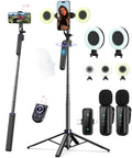 All In One Vlogging Kit For iPhone And Android With 63 Inch Auto Face Tracking Tripod Light Wireless Microphone And Scroll Remote