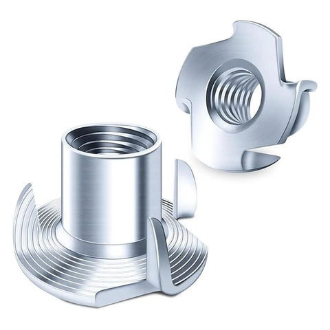 Bulk Pack 210 Units 1/4 20 T Connector Coated Four Point Attachments For Woodworking And Mechanical Installations, Rust Resistant Alloy Steel T Nuts