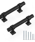 Matte Black Cabinet Pulls 5 Pack With 2.5 Inch Hole Centers T Bar Drawer Pulls For Kitchen Cabinets And Bathrooms with screws