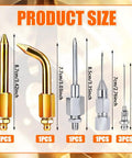 7 Piece Grease Gun Needle Tip And Nozzle Accessory Kit for Automotive with product size dimensions shown