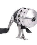 Durable Fishing Reel With 15Lb Line Capacity And Stainless Steel Metal Frame Six Plus One Bearings, black handle, angled view