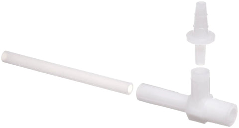 Rugged Vacuum Aspirator Pump Made From Polyethylene With Quick Disconnect Hose Fitting For 6.4 To 9.5 mm Tubing Water Pressure Operated Above 11 Psi Integral Check Valve Resists Corrosive Filtrates Faucet Connection 9.5 mm Made In USA.