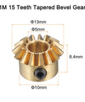 Two Pack Bevel Gear Set 0.8 Module 1 To 1 Reduction 15 Teeth 5mm Bore Brass Bevel Pinion Gear 45 Degree Steering Gear