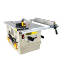 Heavy Duty Mini Table Saw With Sliding Fence And Smokin Hot High Speed Motor For Clean Smooth Cuts Without All That Dust Cloud Hassle In Your Backyard Workshop Setup, showing compact design and adjustable sliding fence.