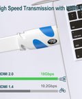Flat 25 Foot HDMI Cable 4K 2.0 18Gbps Ultra Slim connected to laptop