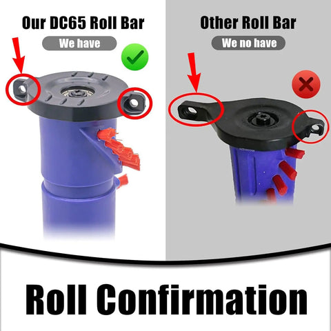Comparison of Anti Winding Roller Brush for DC65 DC66 Robotic Vacuum Cleaner Replacement Bar Roll, showing design differences.